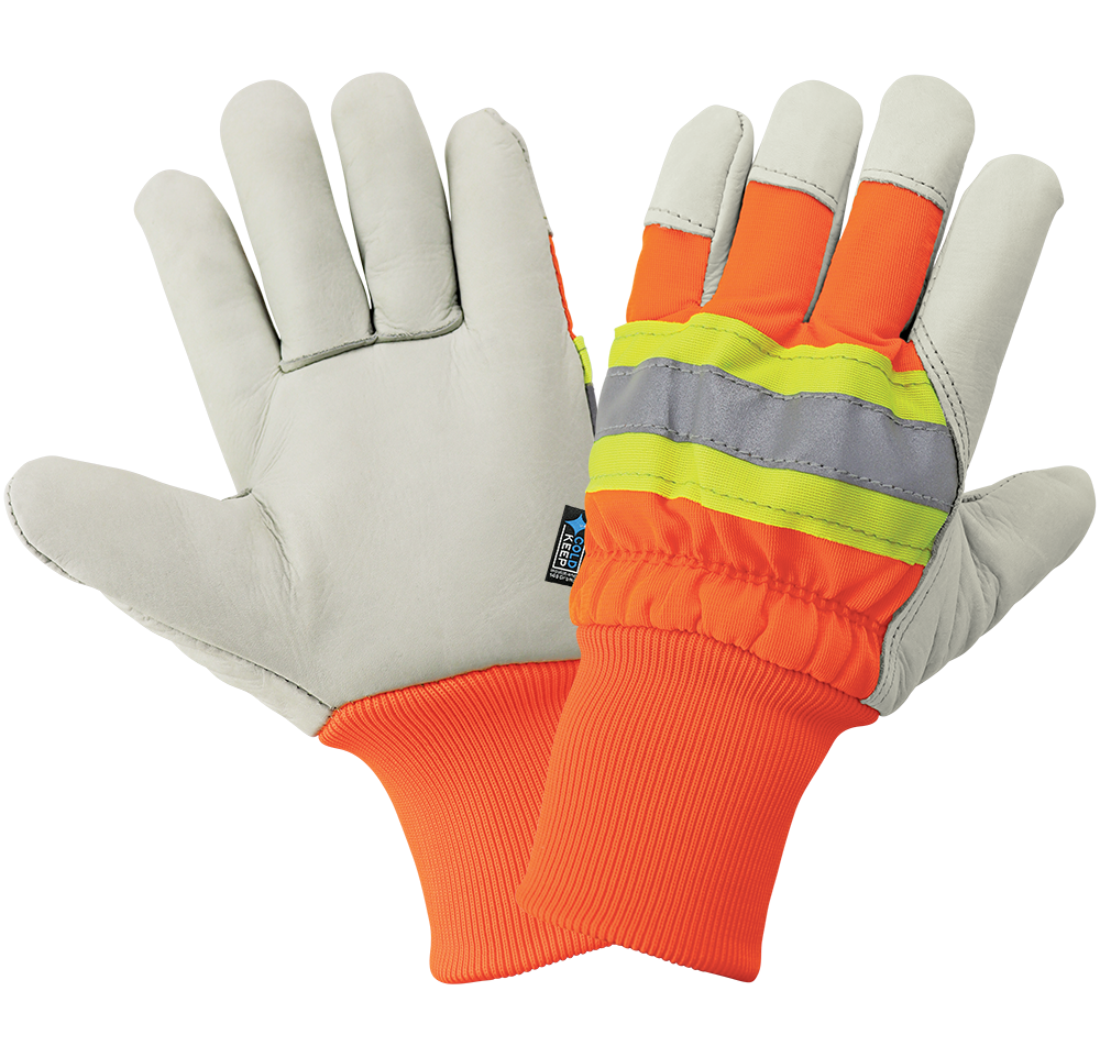 High-Visibility Standard-Grade Cowhide Insulated Gloves with Knit Wrist -  2950HVKW