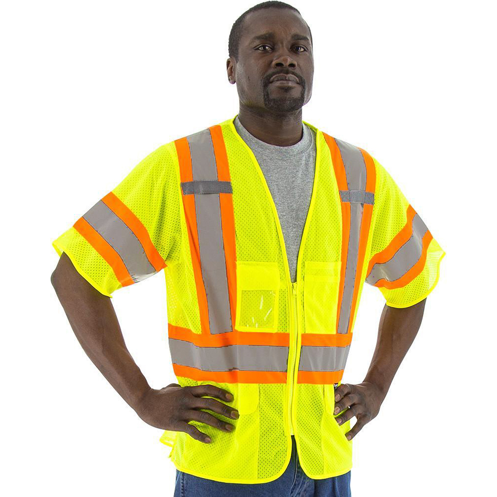 Majestic Glove 75-3301 Hi-Viz Mesh Vest with Dot Striping, ANSI 3