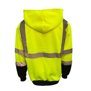 Hi Viz Visibility Hoodie – Men's Orange Zip Hooded Fleece Sweatshirt With Reflective Accents
