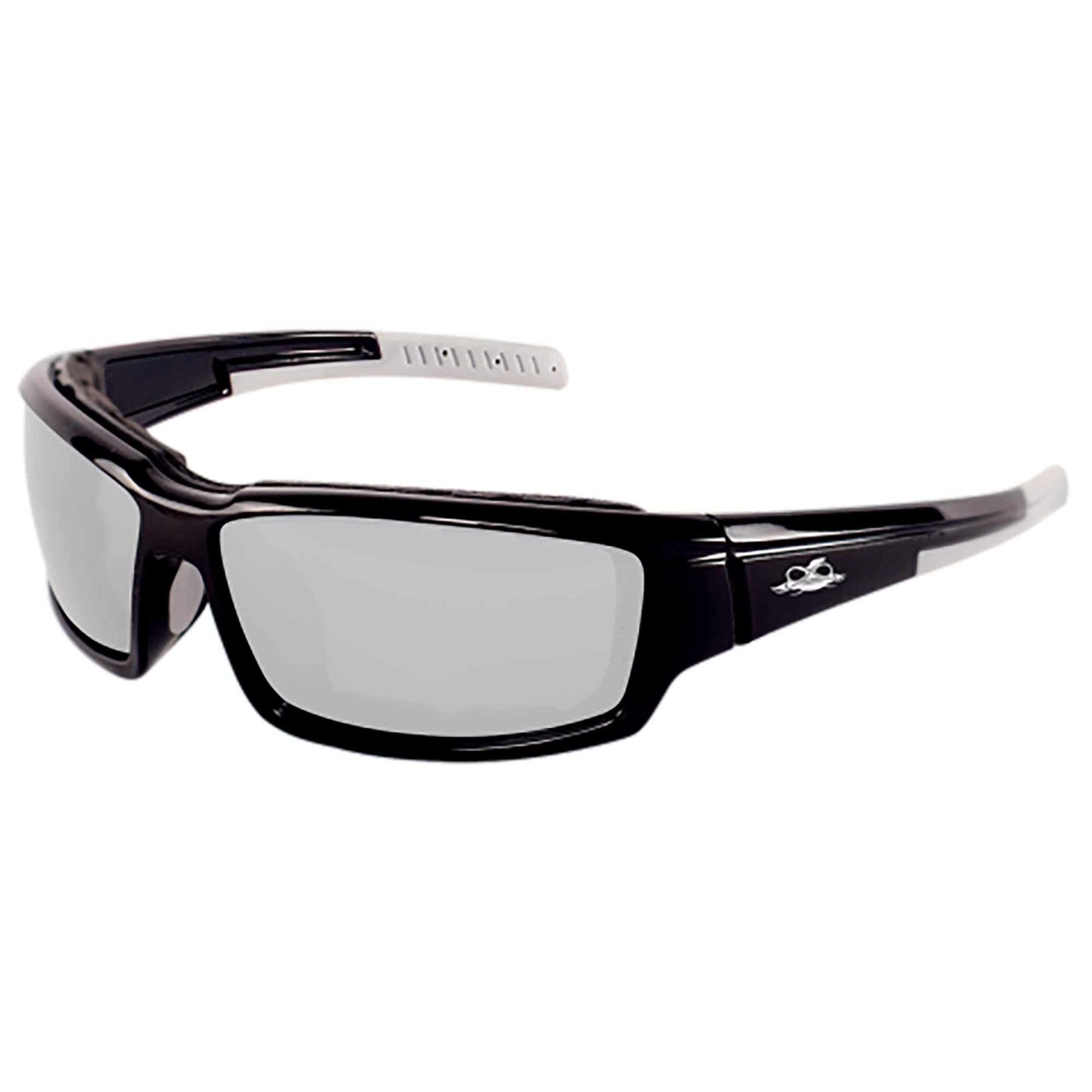 Bullhead Maki Safety Glasses Black Frame Polarized Silver Mirror Lens