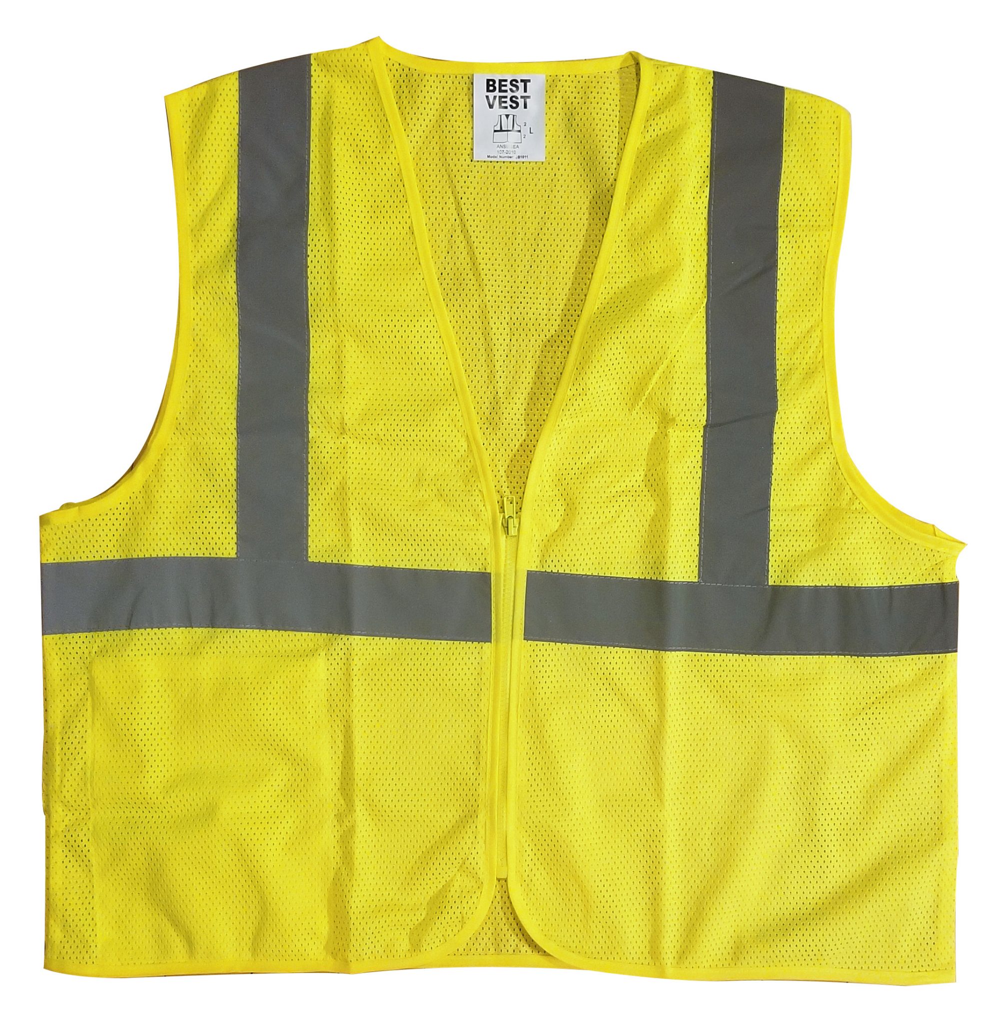 ansi class 2 hi-vis safety traffic vest with zipper