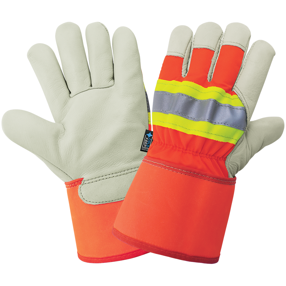 Size: Large Knit Wrist Cuff 2900HVKW-L Hi Visibility Pigskin Insulated Gloves