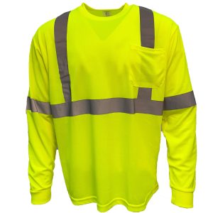 Wickmaster Class 2 Long Sleeve T-Shirt with Pocket, Sewn On Striping – 2000YLS