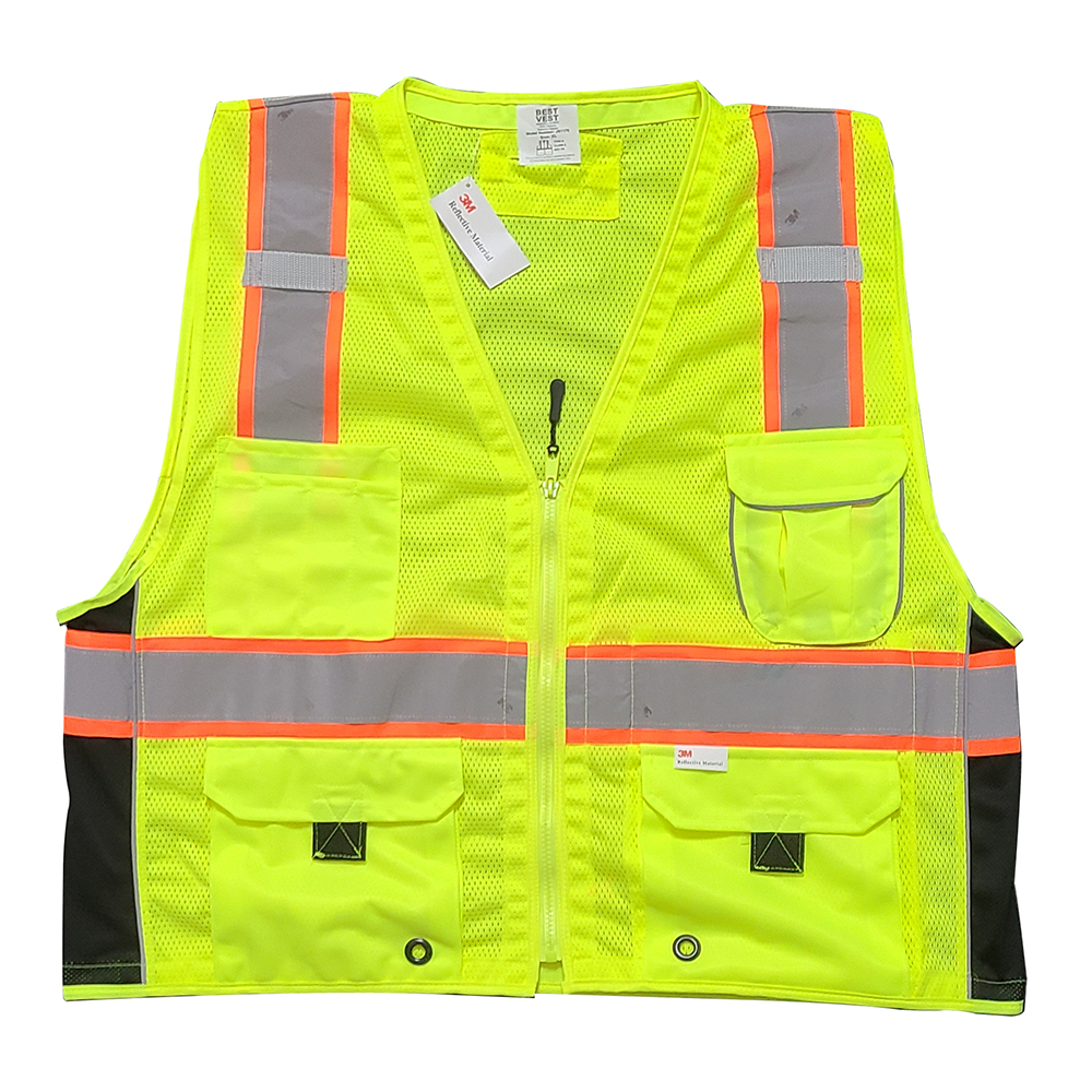 High-Visibility Mesh Polyester Surveyors Safety Vest JS1179