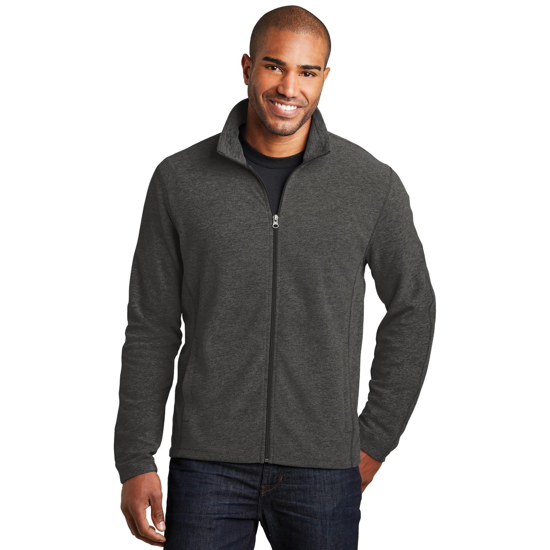 Heather Microfleece Full-Zip Jacket - Port Authority F235 with ...