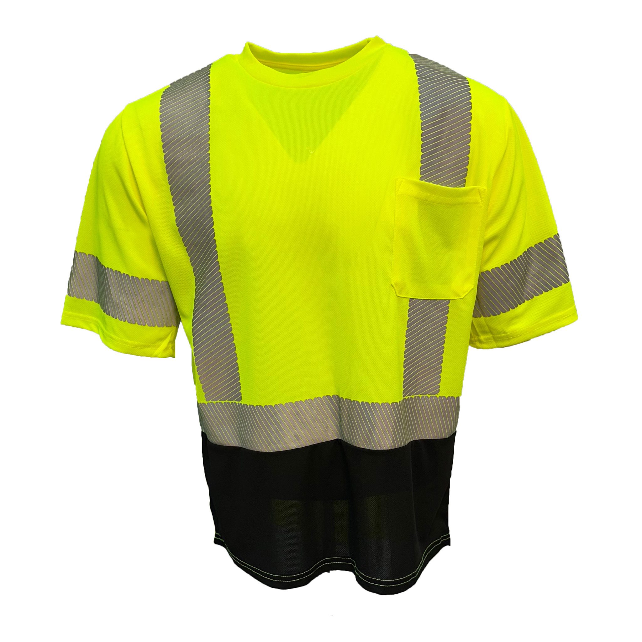 Short Sleeve Segmented Striping Hi-Vis T-Shirt, Black Bottom
