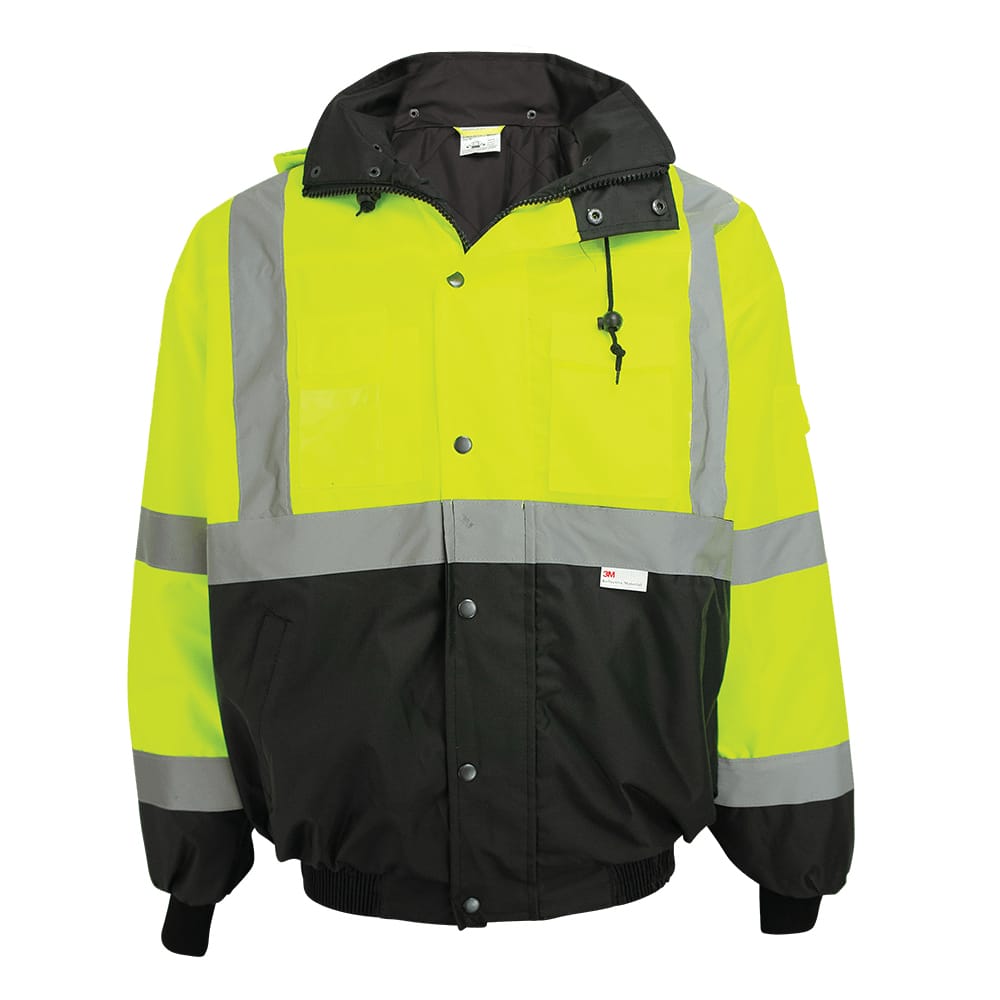 FrogWear® HV High-Visibility Black Interior Winter Bomber Jacket GLO-EB1  North American Safety