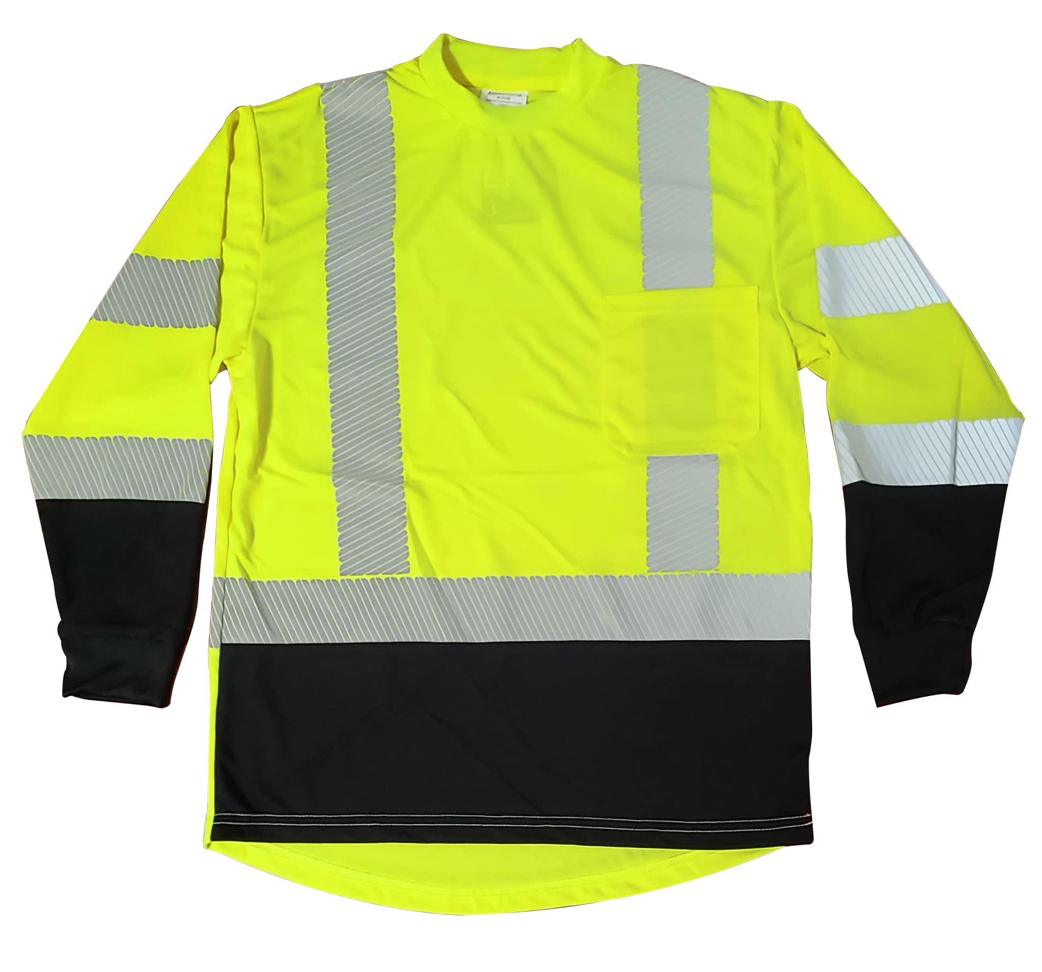 Long Sleeve Black Bottom Hi-Vis Shirt with Split Striping - 2003BLS - North  American Safety