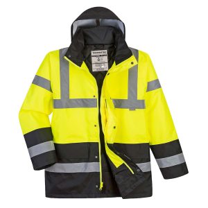 Safety Jackets for Men Reflective ANSI Class 3 High Visibility Winter  Bomber Jacket Waterproof Fleece with Black Bottom（Navy,L）