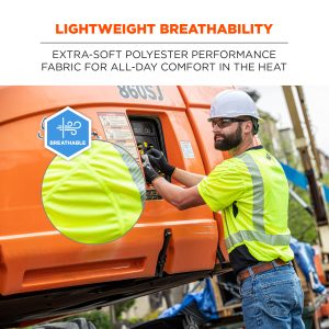 Ergodyne - Class 2, Lightweight Performance Hi-Vis T-Shirt, Segmented Striping - Safety Green – 8283BK - Image 3