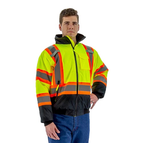 High Visibility Waterproof Jacket with Quilted Liner and Contrasting ...