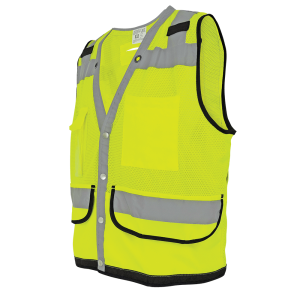 FrogWear® HV Lightweight High-Visibility Yellow/Green Mesh and Solid Surveyors Safety Vest - GLO-059 - Image 5