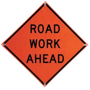 48" Diamond Grade Roll-up - Road Work Ahead