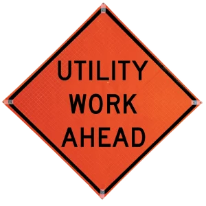 48" Diamond Grade Roll-up - Utility Work Ahead