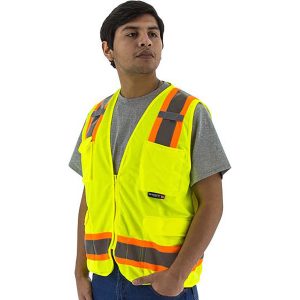 High Visibility Surveyors Vest with Two-Tone DOT Striping, ANSI 2, R – 75-3223
