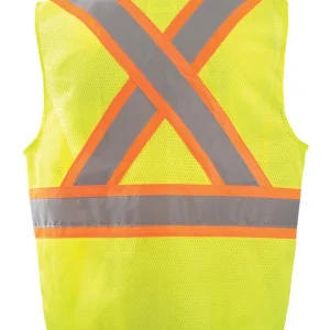 High Visibility Two-Tone Surveyor "X" Back Mesh Vest – ECO-ATRNSMX-Y