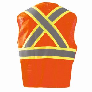 Best Vest – Class 2 DOT Striping Mesh Vest, X Back – Safety Orange – JS1106X