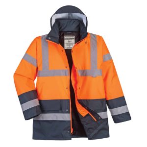 Wickmaster - Class 3, Quilt Lined Insulated Parka, Navy Bottom - Safety Orange – JS47