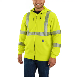 Carhartt - Flame Resistant High-Visibility Force Loose Fit Midweight Full-Zip Class 3 Sweatshirt - Brite Lime - 105786