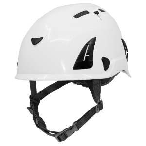 Bullhead Safety™ Head Protection White Type 2 Climbing Style Protective Helmet with Optional Venting, a Four-Point Chin Strap, and a Ratchet Suspension - HH-CH2