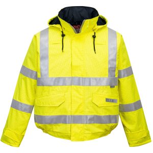Portwest - Bizflame Rain Hi-Vis Anti-static FR Bomber Jacket - Safety Green - US773