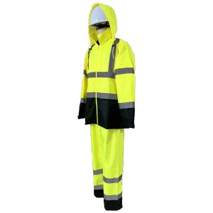 Wickmaster - Class 3 Premium Black Bottom Rain Suit - Safety Green - JS5500