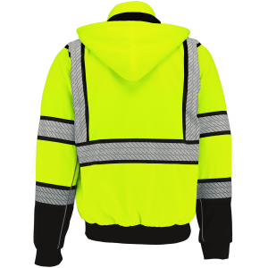 Global Glove - Class 3, Heavy Duty Multi-Layer Hooded Sweatshirt with Insulation - Safety Green - GLO-HS3 - Image 3