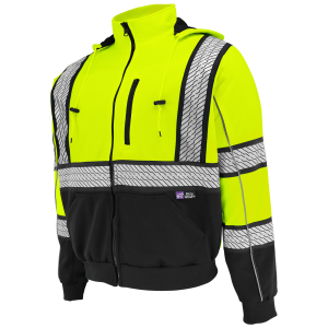 Global Glove - Class 3, Heavy Duty Multi-Layer Hooded Sweatshirt with Insulation - Safety Green - GLO-HS3 - Image 4