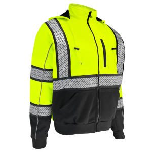 Global Glove - Class 3, Heavy Duty Multi-Layer Hooded Sweatshirt with Insulation - Safety Green - GLO-HS3 - Image 5