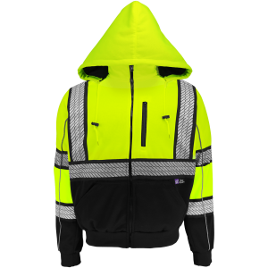 Global Glove - Class 3, Heavy Duty Multi-Layer Hooded Sweatshirt with Insulation - Safety Green - GLO-HS3 - Image 6