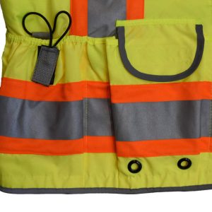 Radians - Class 2, Heavy Woven Two Tone Engineer Vest - Safety Green - SV55-2ZGD - Image 4