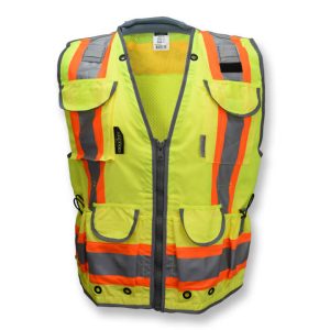 Radians - Class 2, Heavy Woven Two Tone Engineer Vest - Safety Green - SV55-2ZGD - Image 8