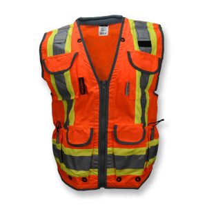 Radians - Class 2, Heavy Woven Two Tone Engineer Vest - Safety Orange - SV55-2ZOD - Image 8
