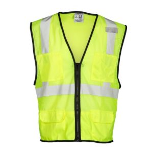 ML Kishigo - 6 Pocket Mesh Vest, Zippered, Class 2 - Safety Green - 1191
