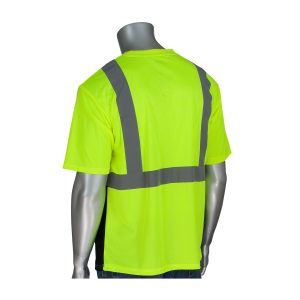PIP Class 2 - Short Sleeve Shirt w/ 50+ UPF & Black Bottom - Safety Green - 312-1250B