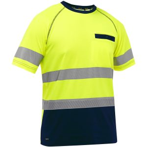 PIP Bisley - Class 2 Short Sleeve Shirt w/ Navy Bottom - Safety Green - 312M1118T-YN