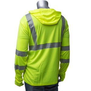 PIP Class 3 - Quick Dry Hooded Long Sleeve Shirt - Safety Green - 313-1323