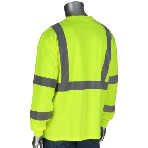 PIP Class 3 - Long Sleeve Shirt W/ 50+ UPF, Black Bottom - Safety Green - 313-1390B