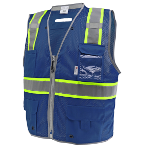 FrogWear® HV Blue Enhanced Visibility Surveyors Safety Vest - GLO-067B - Image 3