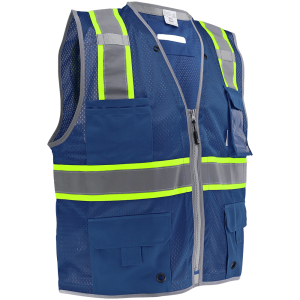 FrogWear® HV Blue Enhanced Visibility Surveyors Safety Vest - GLO-067B - Image 4