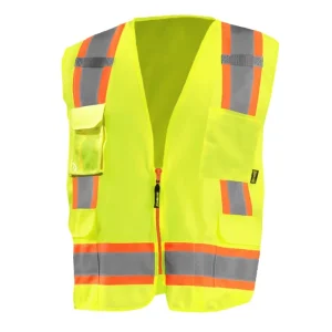 OccuNomix - Class 2 - Recycled Polyester Vest w/ 9 Pockets - Safety Green - LUX-RYSM2T