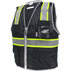 FrogWear® HV Black Enhanced Visibility Surveyors Safety Vest - GLO-067K - Image 3