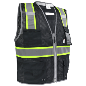 FrogWear® HV Black Enhanced Visibility Surveyors Safety Vest - GLO-067K - Image 4