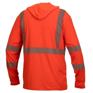 Pyramex Class 3 Hi-Vis Lightweight Moisture Wicking Long Sleeve Hoodie with Reflective Striping – RLPH1 - Image 4