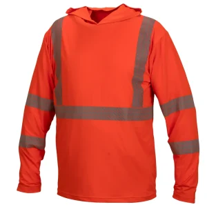 Pyramex Class 3 Hi-Vis Lightweight Moisture Wicking Long Sleeve Hoodie with Reflective Striping – RLPH1 - Image 3