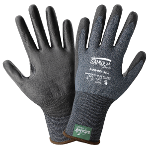 GGS PUG-921 - Salt-and-Pepper Cut Resistant Polyurethane Coated Touch Screen Gloves Made with 21-Gauge Tuffalene® Platinum - Cut Level A4