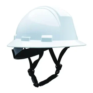 Type II Vented Full Brim Safety Helmet with HDPE Shell, 4-Point Textile Suspension, Wheel Ratchet Adjustment and 4-Point Chinstrap – HP642RV-CH
