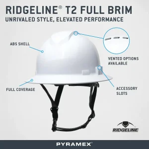 Pyramex Ridgeline® T2 Full Brim Non-Vented Safety Helmet – Type II, Class E, G and C - Image 8