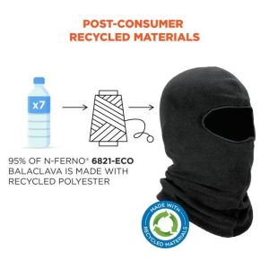 Ergodyne - N-Ferno Recycled Balaclava Face Mask - Black – 6821 - Image 4