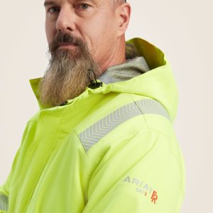 Ariat - Class 3, FR Hooded Waterproof Jacket - Safety Green - 10041788 - Image 8